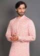 Cotton Light Pink Color Printed Kurta Pajama